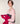 Stribet V-hals sweater i merinould - Pearl Pink