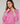 Tricolor round neck sweater in merino wool - Candy Pink