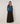 Asymmetrical neckline merino wool sweater - Denim Blue